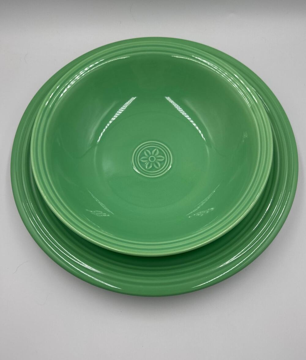 Vintage Oneida China Petals Green - 1 Dinner Plate and 1 Bowl